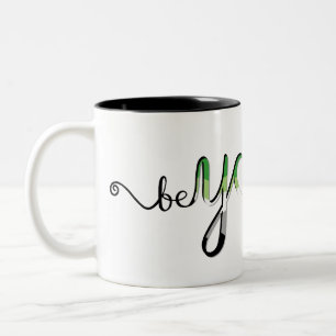 BeYOUtiful Aromantic Aro Pride Flag Lettering Two-Tone Coffee Mug