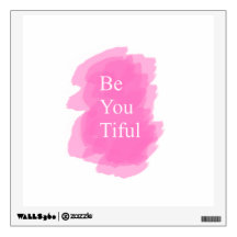 Beyoutiful pink wall decal for white wall