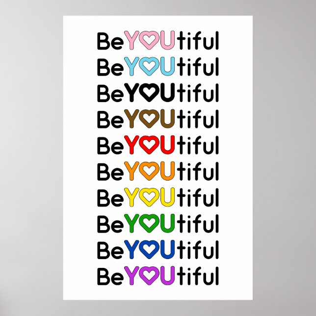 BeYOUtiful Progress Pride Rainbow Flag  Poster (Front)