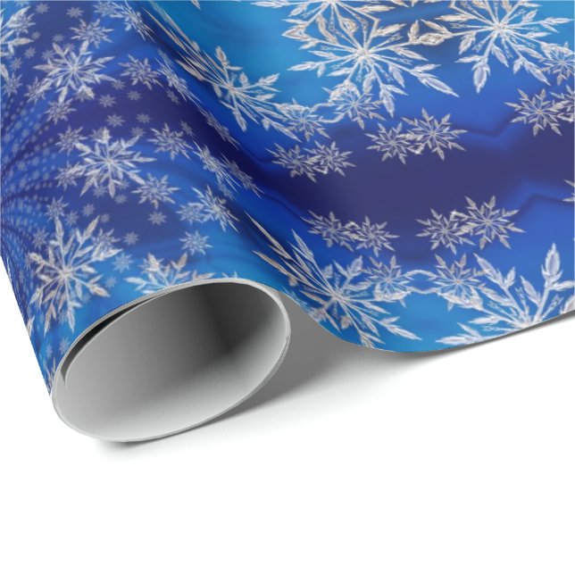 Beyutiful Cool Great Christmas Blue Snowflake Wrapping Paper (Roll Corner)