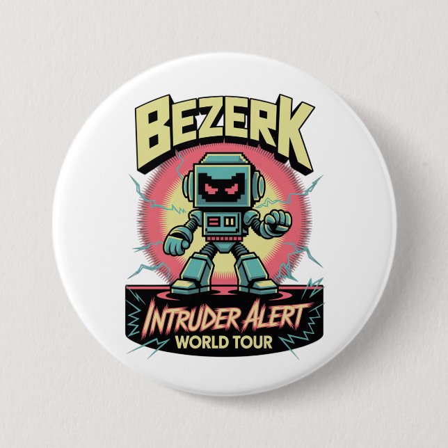 Bezerk Intruder Alert World Tour Retro Arcade  3 Inch Round Button (Front)