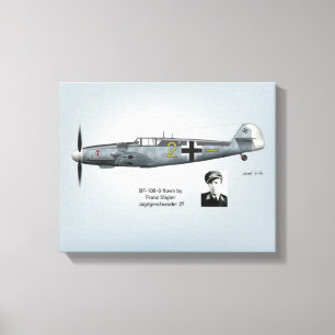 BF-109G Franz Stigler Profile Canvas Print