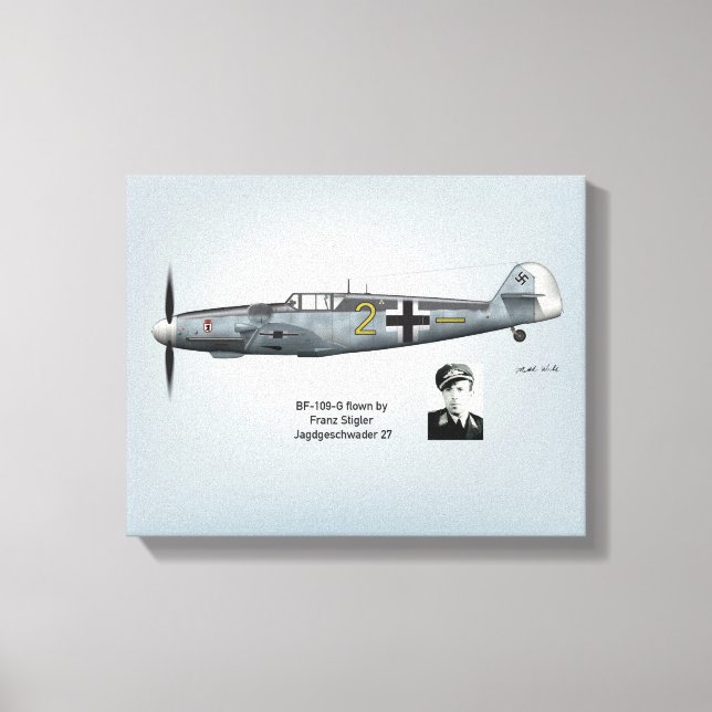 BF-109G Franz Stigler Profile Canvas Print (Front)