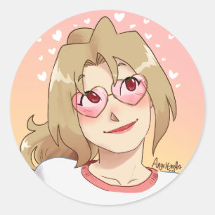 BF Amber Heart Shaped Sunglasses Classic Round Sticker