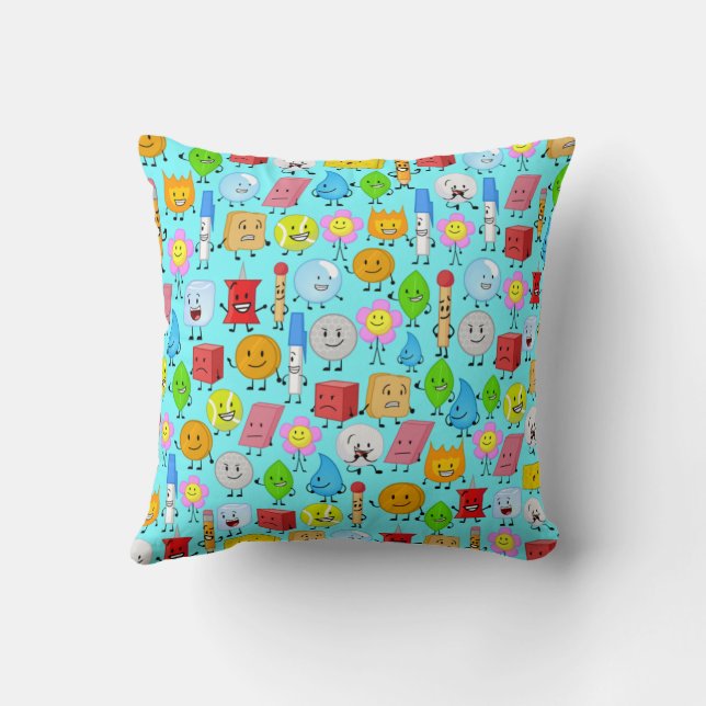bfdi pattern throw pillow (Back)