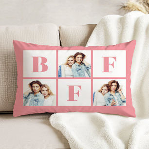 BFF 3 Photo Collage Best Friends Pink Accent Pillow