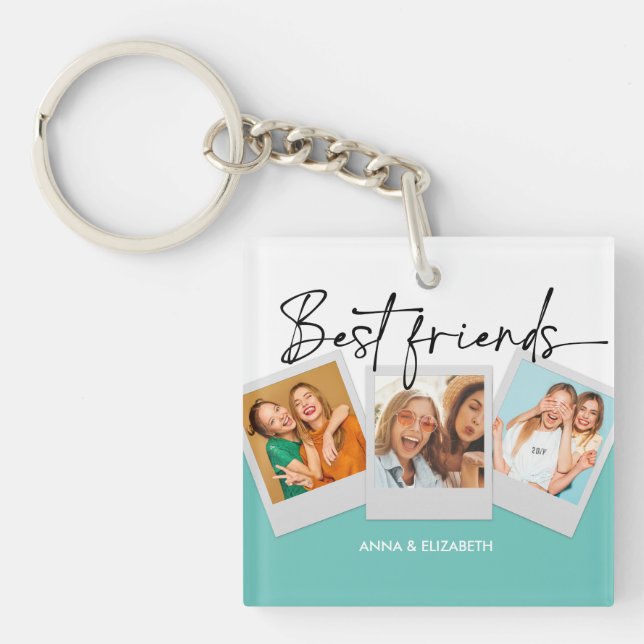 BFF 3 Photos Custom Bestie Best Friends Forever Keychain (Front)