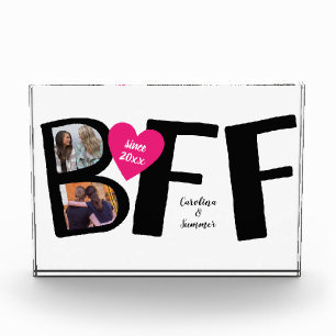 BFF Best Friends Besties Cute Black Pink 2-Photo Photo Block