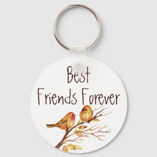 BFF Best Friends Cute Bird Quote Keychain