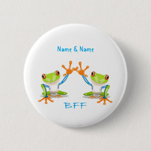 BFF Best Friends Forever Frogs 2 Inch Button Pin
