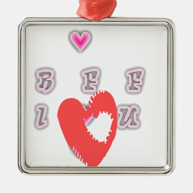 BFF. Best Friends Forever: I Love You Art Print Metal Ornament (Front)