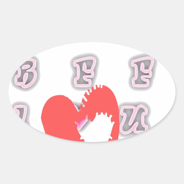 BFF. Best Friends Forever: I Love You Art Print Oval Sticker (Front)