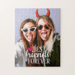 BFF Best friends forever modern photo Jigsaw Puzzle<br><div class="desc">Trendy BFF photo puzzle featuring a modern Best Friends Forever overlay in white modern lettering decorated with a cute pink heart. 
Easily customizable by adding your favourite photo.</div>