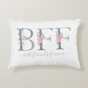 BFF Best Friends Forever Quote Floral Typography Accent Pillow