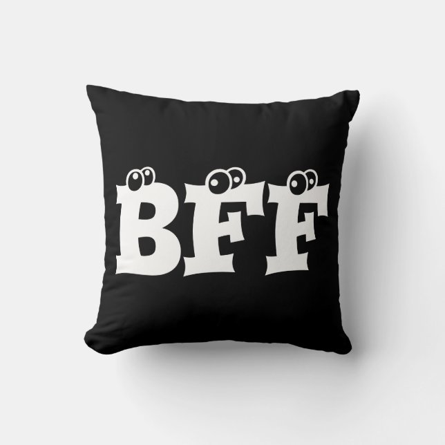 BFF Best Friends Forever Typography Black White Throw Pillow (Front)