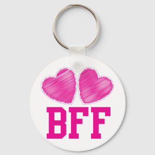 BFF Best Friends forever with love hearts Keychain