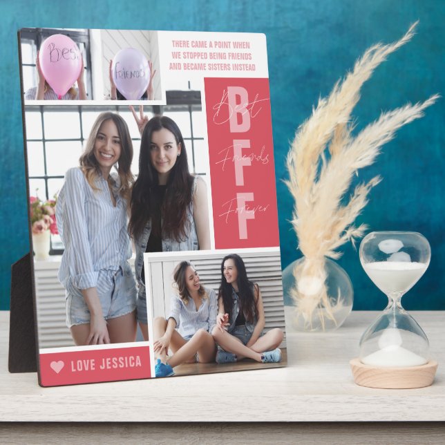 BFF Best Friends |  Modern Photo Collage Plaque (Side)