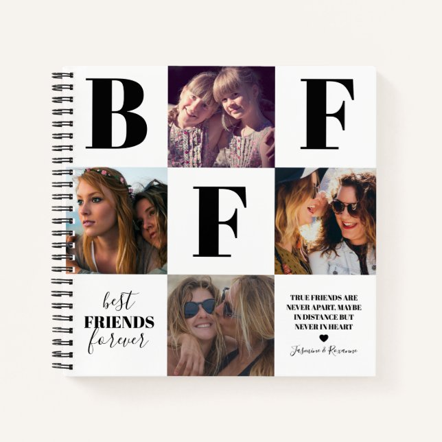 BFF Besties Photo Collage Black Notebook (Front)