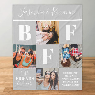 BFF Besties Photo Collage Grey Fleece Blanket