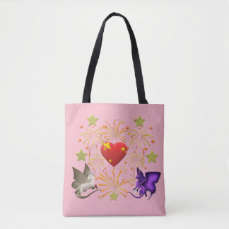 BFF Butterfly Dragon I Heart Fireworks Tote Bag