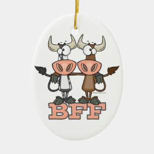 BFF cow best friends forever buddies Ceramic Ornament
