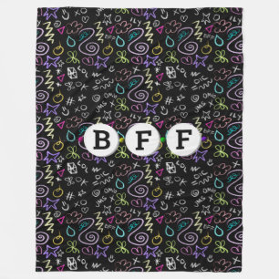 BFF Doodles - Faux Glitter Pattern (3 Beads) Fleece Blanket