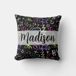 BFF Doodles - Faux Glitter Pattern Throw Pillow