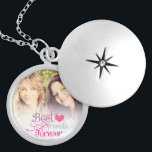 BFF - Fashion Best Friends Forever with Photo Silver Plated Necklace<br><div class="desc">Declare all your love for your friend with this stylish bag. "Best friends forever" written in pink, grey and purple fancy fonts illustrated with a small pink heart. Background colour can be easily customized (click on the orange customize it button to have more options for customization). Customize it with your...</div>