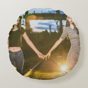 BFF Friends Round Throw Pillow