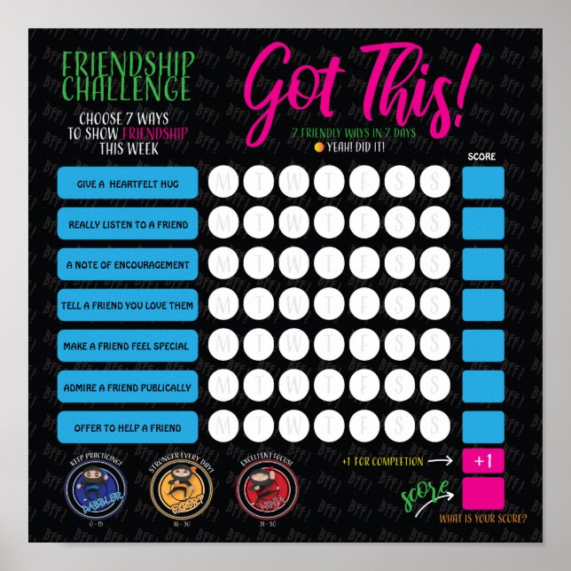 BFF FRIENDSHIP CHALLENGE POSTER (Front)