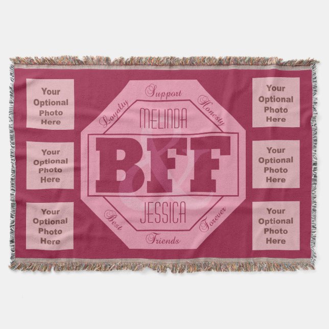 BFF Friendship - custom names & instagram photos Throw Blanket (Front)