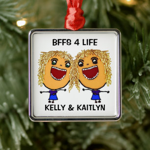 BFF Funny Cartoon For Blondes CUSTOM Metal Ornament