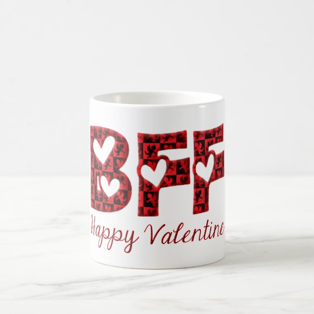 BFF Happy Valentine Cute Cupid Typography Coffee Mug (Center)