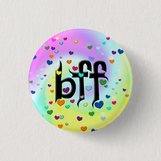 bff ~ hearts 1 inch round button (Front)