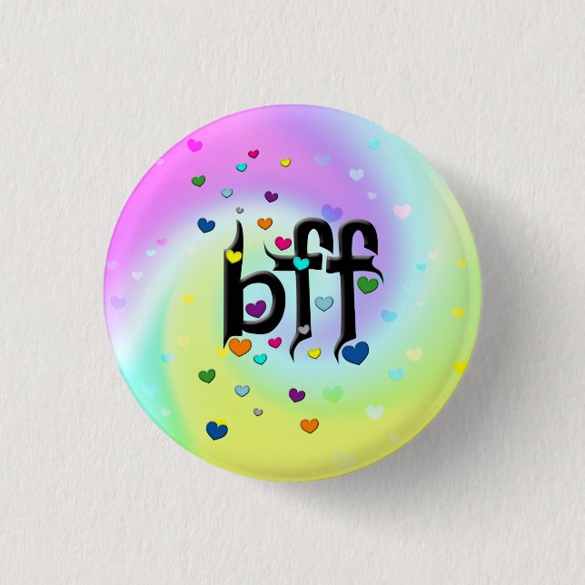 bff ~ hearts 1 inch round button (Front)
