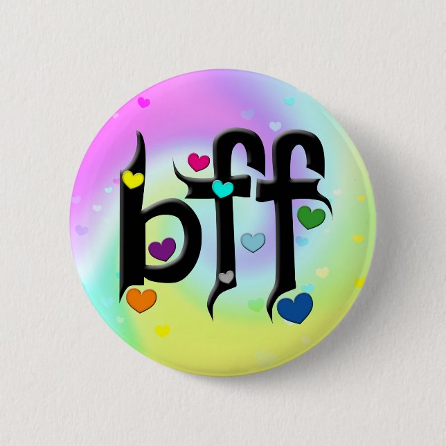 bff ~ hearts 2 inch round button (Front)