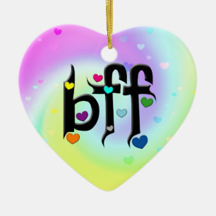 bff ~ hearts ceramic ornament