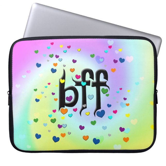 bff ~ hearts laptop sleeve (Front)