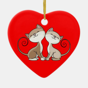 BFF Kitties with Curling Tails Ceramic Ornament