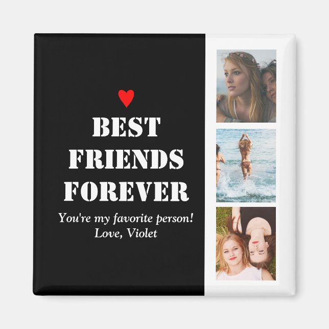 BFF Personalized Custom Photo Collage Bestie Magnet (Front)