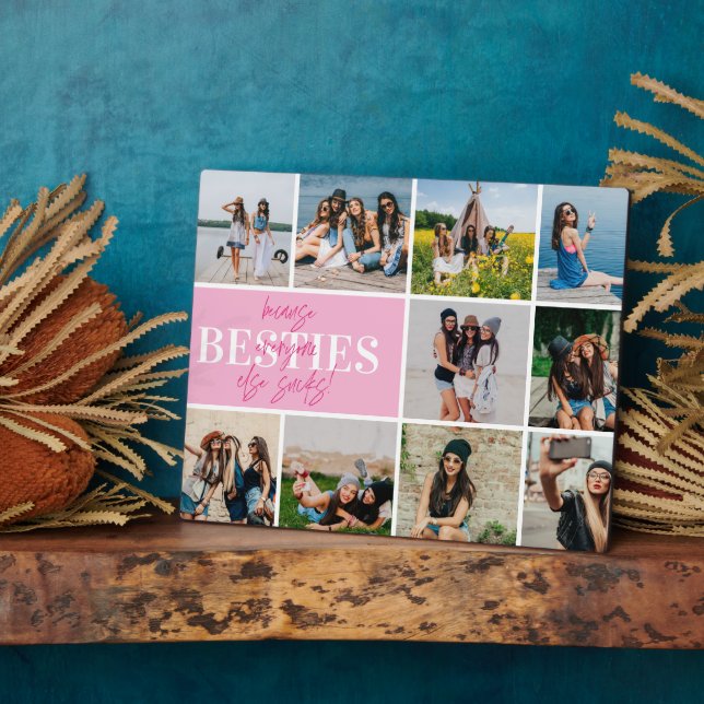 BFF Photo Collage Best Friend Birthday Gift Custom Plaque (Side)