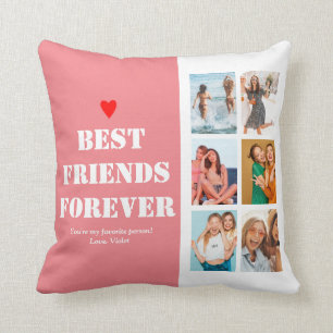 BFF Photo Collage Best Friend Birthday Gift Custom Throw Pillow