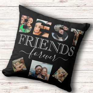 BFF Photo Collage Best Friend Quote B&W Throw Pill Throw Pillow