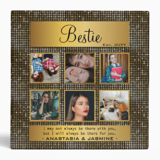 BFF Photo Collage Best Friend Quote Golden Glitter Binder