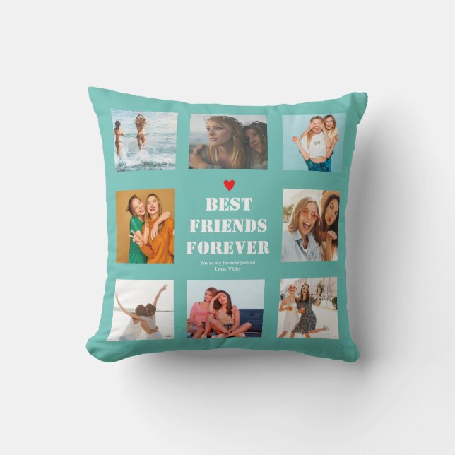 BFF Photo Collage Custom Personalized Bestie Throw Pillow (Front)