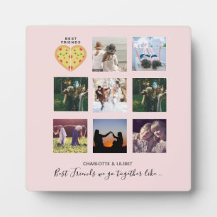 BFF Photo Collage Gifts Dusty Pink PIZZA Friends Plaque