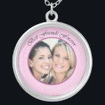 BFF Photo Silver Plated Necklace<br><div class="desc">Custom BFF Photo Necklace. Best Friends Forever! Pink polka dots and  frame. Wonderful keepsake memento</div>