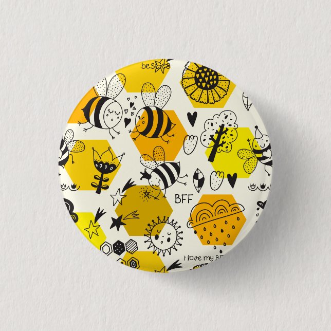 BFF Queen Bee Gifts For Besties Save The Bees 1 Inch Round Button (Front)