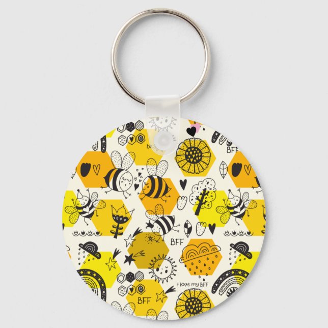 BFF Queen Bee Gifts For Besties Save The Bees Keychain (Front)