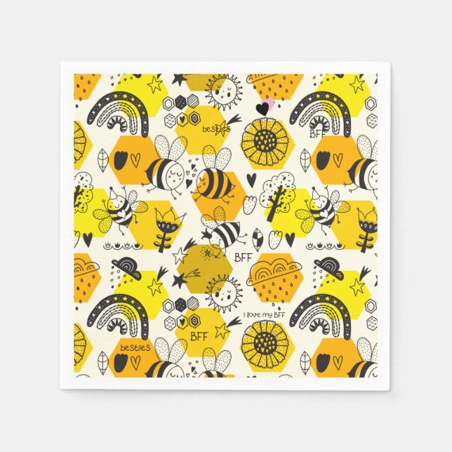 BFF Queen Bee Gifts For Besties Save The Bees Napkin (Front)